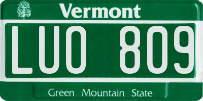 VT license plate LUO809
