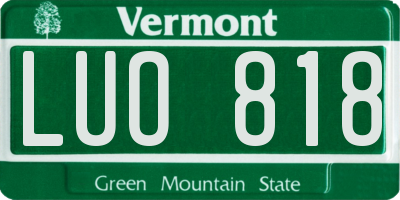VT license plate LUO818