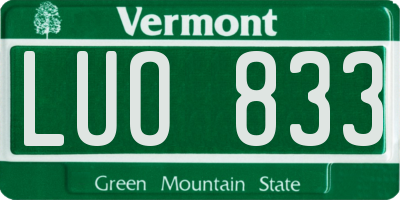 VT license plate LUO833