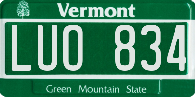VT license plate LUO834