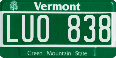 VT license plate LUO838