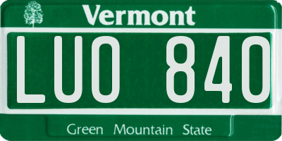 VT license plate LUO840