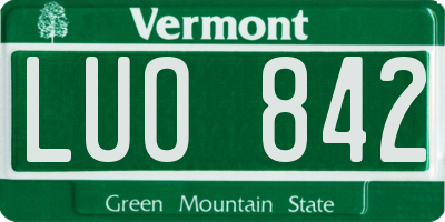 VT license plate LUO842