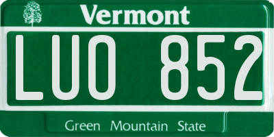 VT license plate LUO852