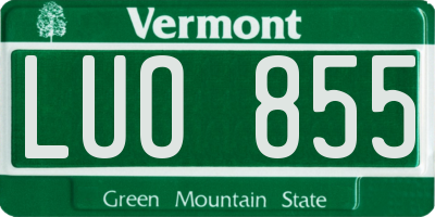VT license plate LUO855