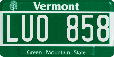 VT license plate LUO858