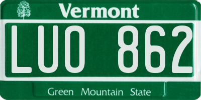 VT license plate LUO862