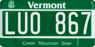 VT license plate LUO867