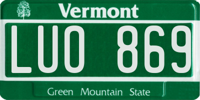 VT license plate LUO869