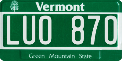 VT license plate LUO870