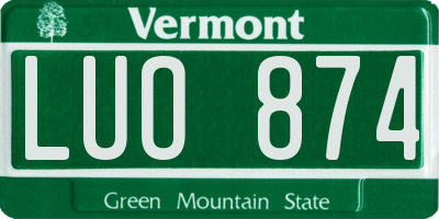 VT license plate LUO874
