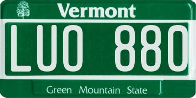 VT license plate LUO880