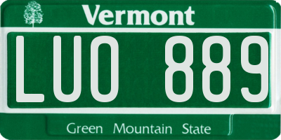 VT license plate LUO889