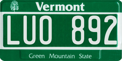 VT license plate LUO892