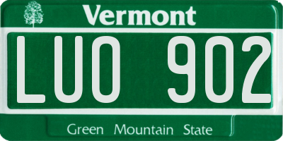 VT license plate LUO902