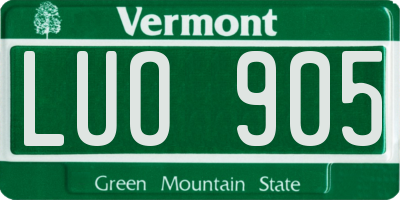 VT license plate LUO905