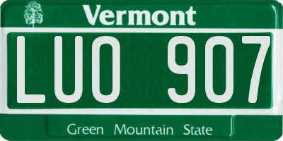 VT license plate LUO907