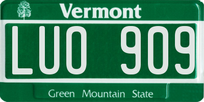 VT license plate LUO909