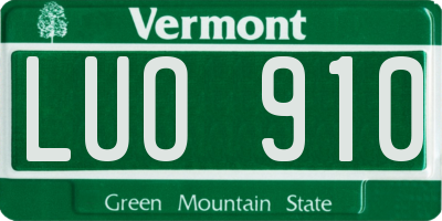 VT license plate LUO910