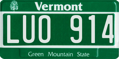 VT license plate LUO914