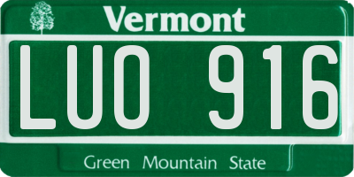VT license plate LUO916