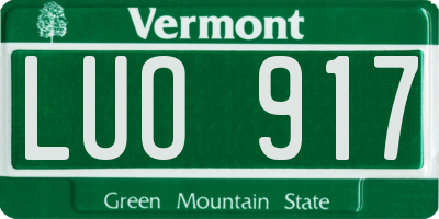 VT license plate LUO917