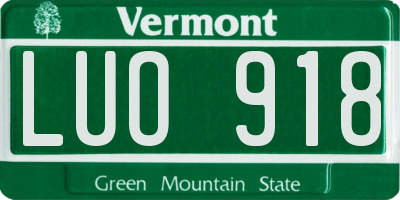 VT license plate LUO918