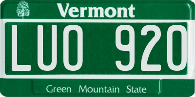VT license plate LUO920