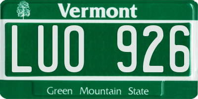 VT license plate LUO926