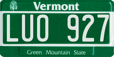VT license plate LUO927