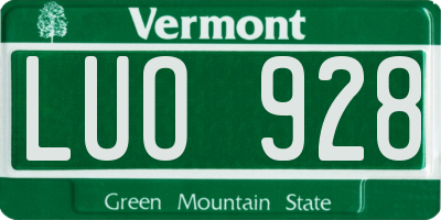 VT license plate LUO928