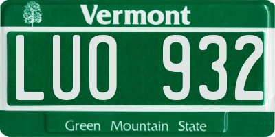 VT license plate LUO932