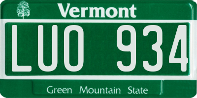VT license plate LUO934