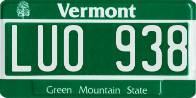 VT license plate LUO938