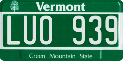 VT license plate LUO939