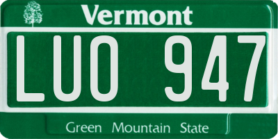 VT license plate LUO947