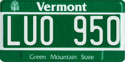 VT license plate LUO950
