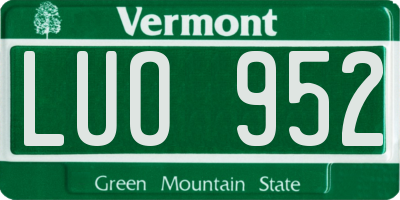 VT license plate LUO952