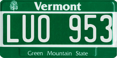 VT license plate LUO953