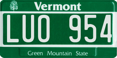 VT license plate LUO954