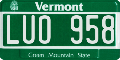 VT license plate LUO958