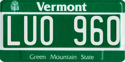 VT license plate LUO960