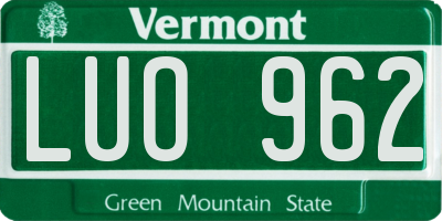 VT license plate LUO962