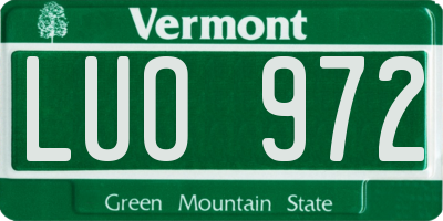 VT license plate LUO972