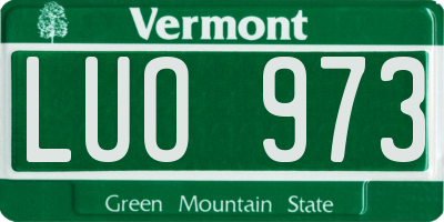 VT license plate LUO973