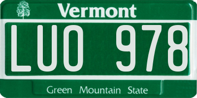 VT license plate LUO978