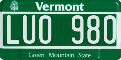 VT license plate LUO980