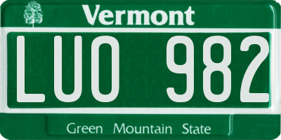 VT license plate LUO982