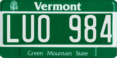 VT license plate LUO984