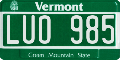VT license plate LUO985